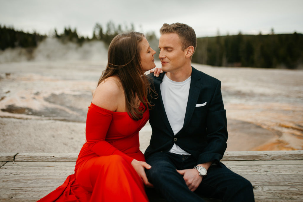 Yellowstone National Park, Wyoming Engagement Adventure Session Couple Wild