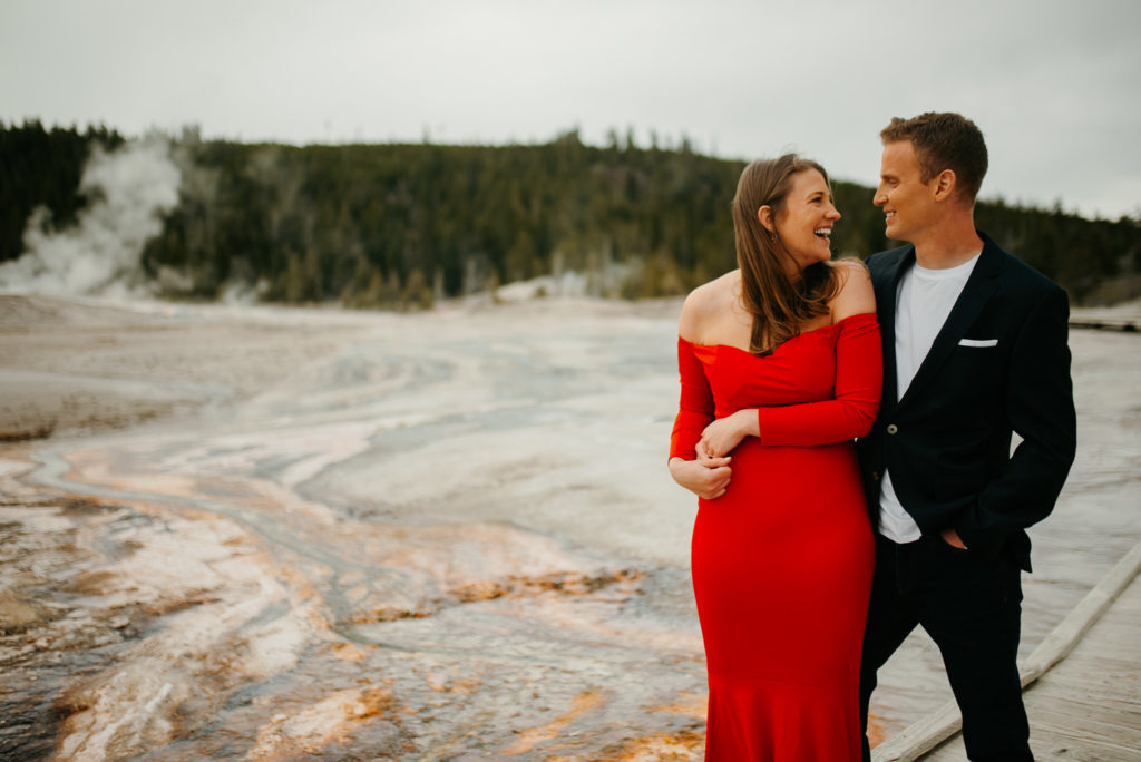 Yellowstone National Park, Wyoming Engagement Adventure Session Couple Wild