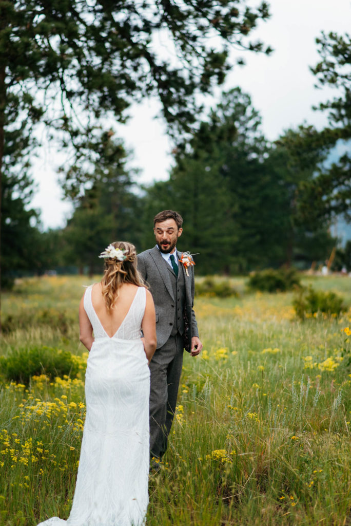 Sweet Justice Photography, Wedding Photographers in the Denver area, capture beautiful moments like a magical first look on your wedding day