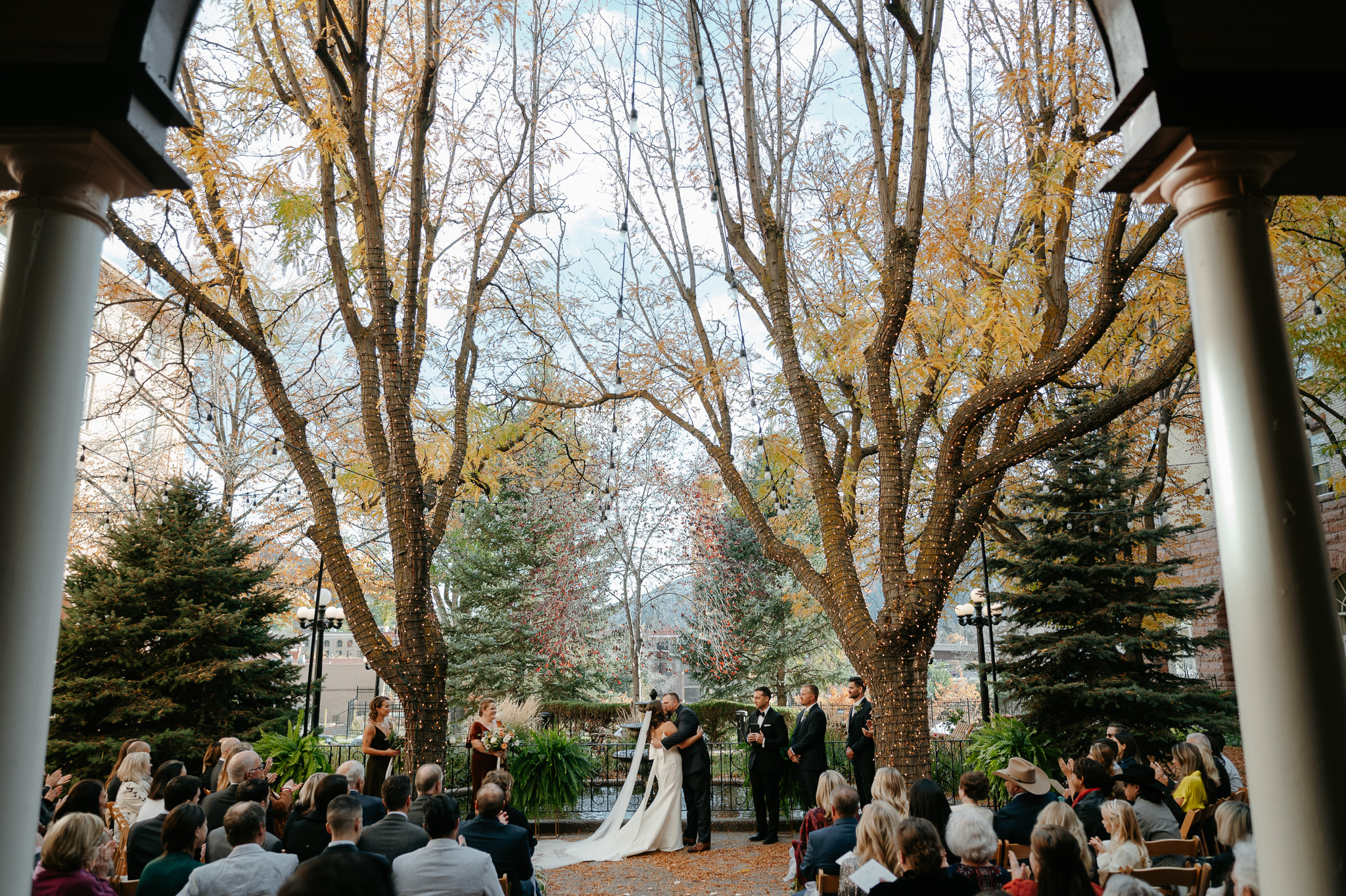 couple photographed at Hotel Colorado Glenwood Springs denver wedding photographer autumn mountains vail idaho springs winter park aspen