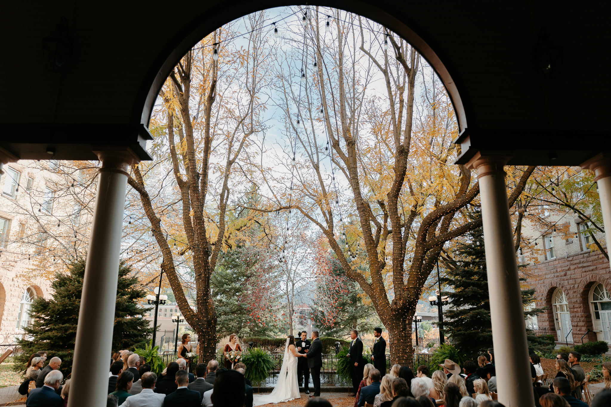 couple photographed at Hotel Colorado Glenwood Springs denver wedding photographer autumn mountains vail idaho springs winter park aspen